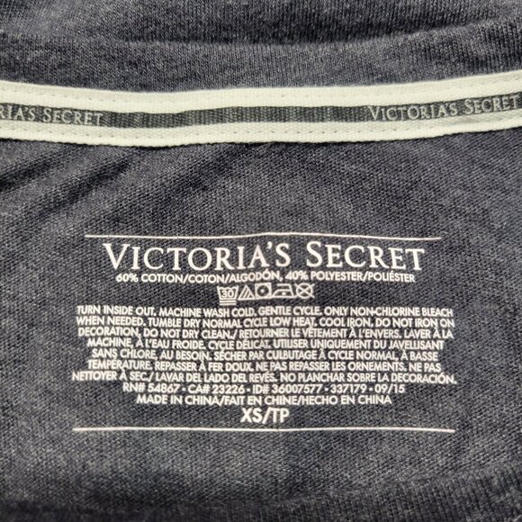 Victoria's Secret Extra Small Gray Pink Stars Longsleeve Tunic Sleep Shirt - Picture 9 of 9